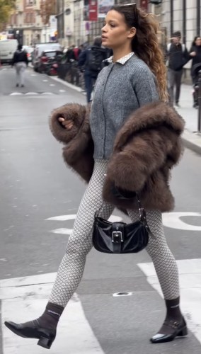 brown faux-fur coat